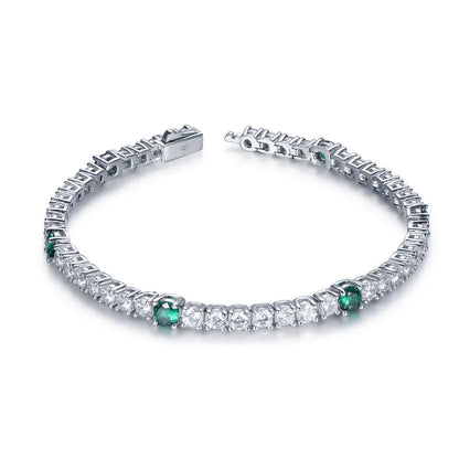 Wholesale Silver CZ & Spinel Lab Created Emerald Diamond Tennis Bracelet​
