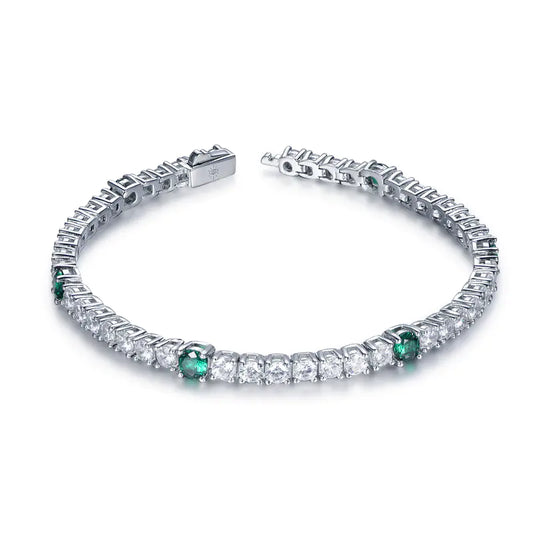 Wholesale Silver CZ & Spinel Lab Created Emerald Diamond Tennis Bracelet​