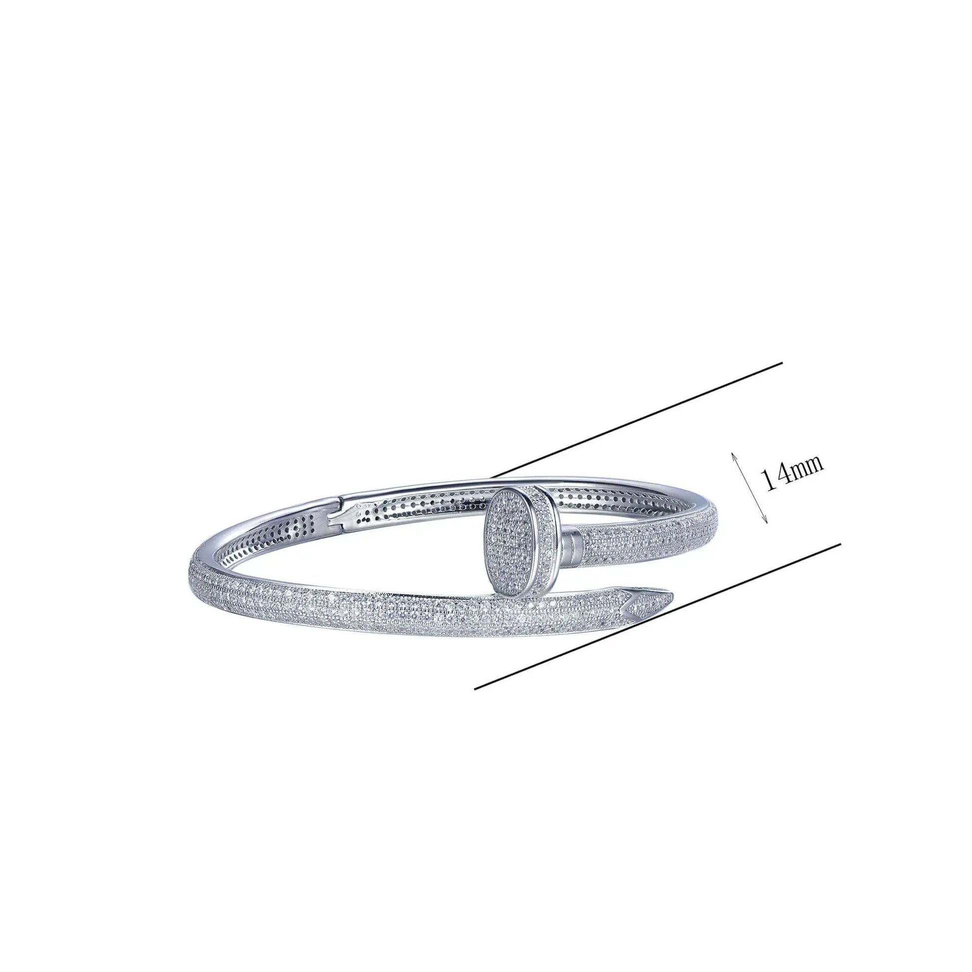 Wholesale Silver CZ Statement Nail Bangle Bracelet