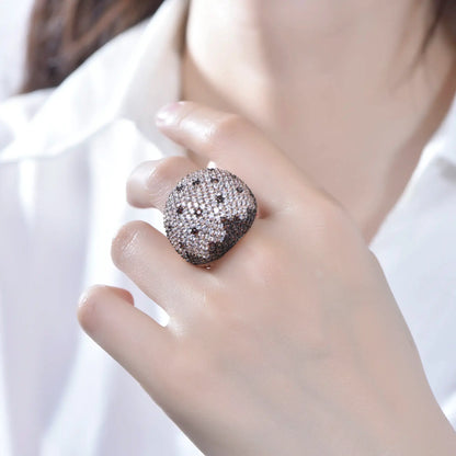 Wholesale Silver Chunky Statement Dome Cluster Engagement Rings for Women