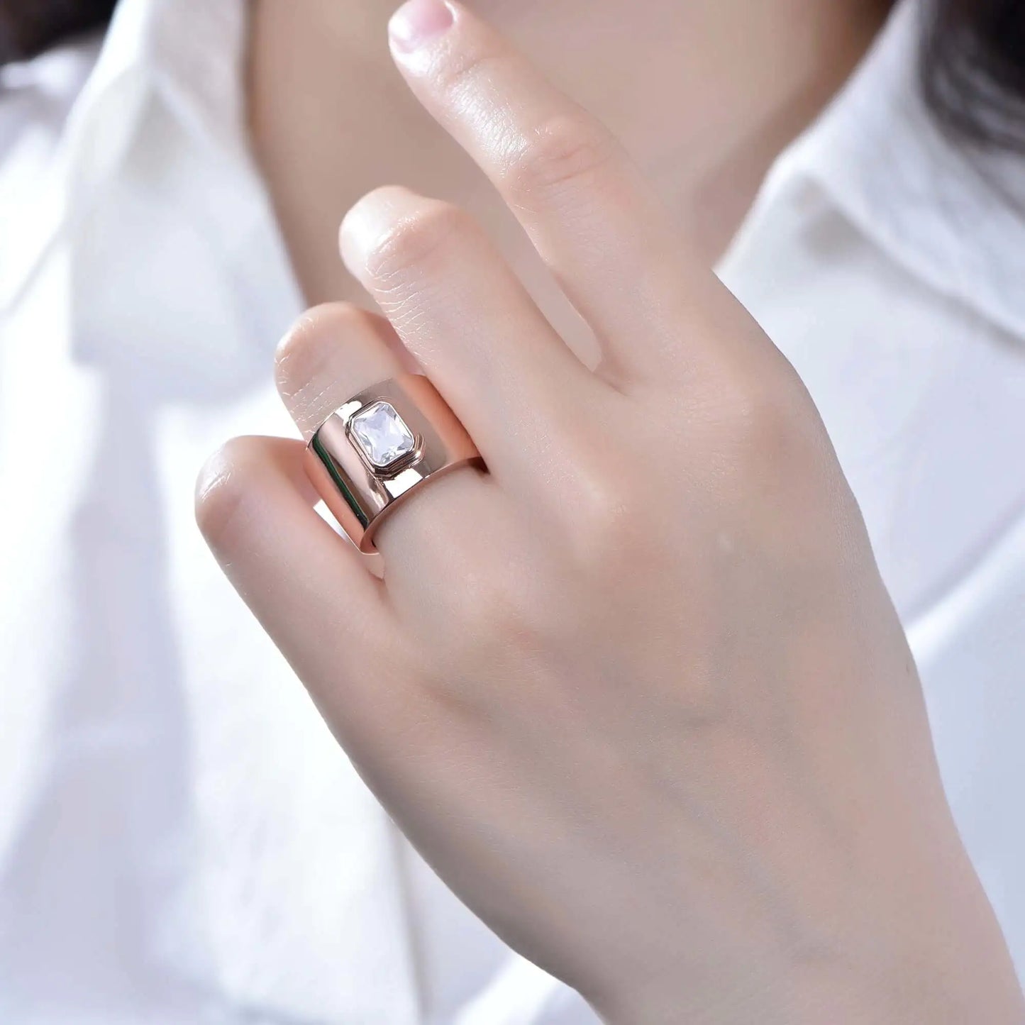 Wholesale Silver Chunky Wide Band Engagement Rings for Women