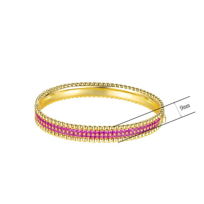 Wholesale Silver Corundum Lab Created Ruby Bangle Bracelet​