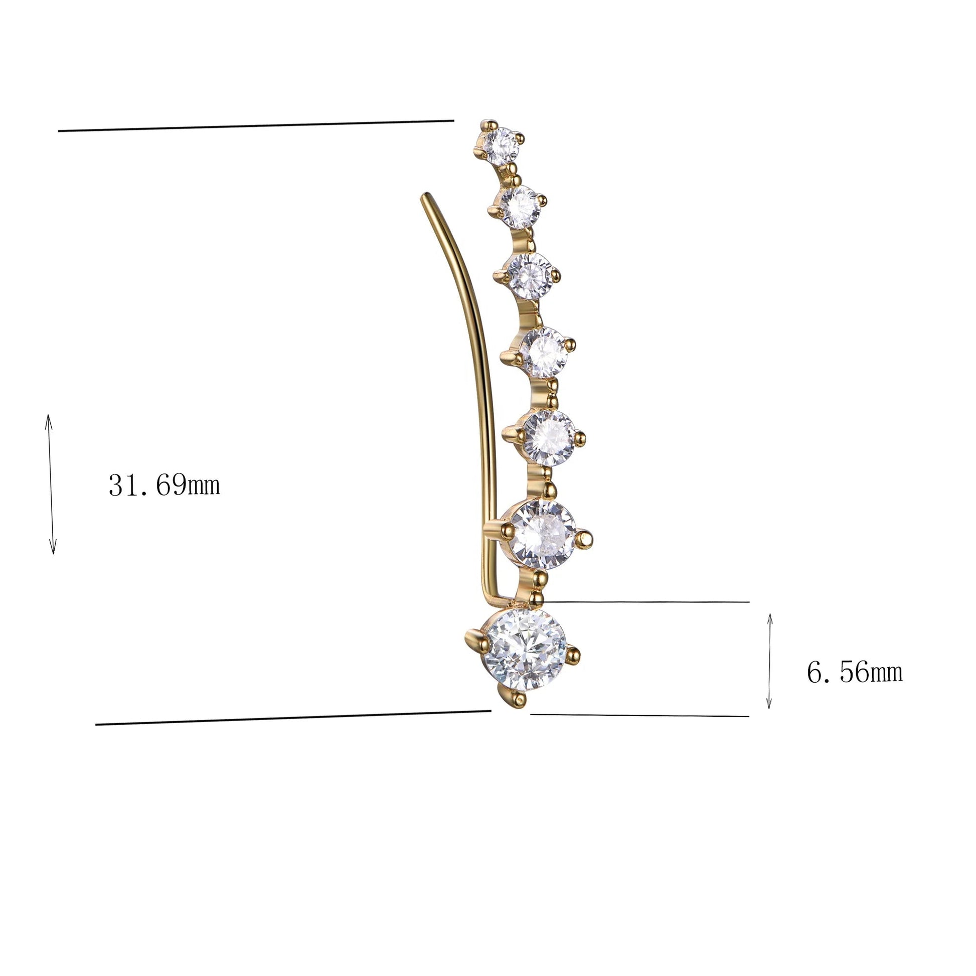 Wholesale Silver Cubic Zircon 7 Simulated Diamond Ear Climber Earrings​