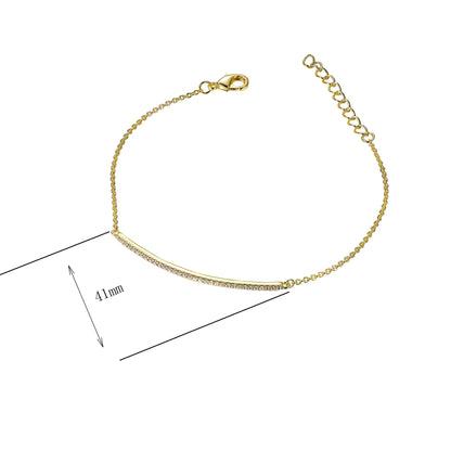 Wholesale Silver Cubic Zircon Adjustable Curved Bar Bracelet