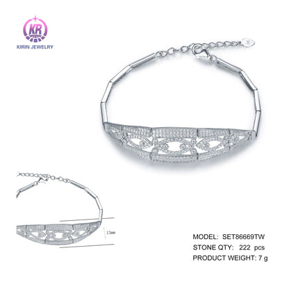 Wholesale Silver Cubic Zircon Bar Design Personalized Bangle Bracelet​ for Women