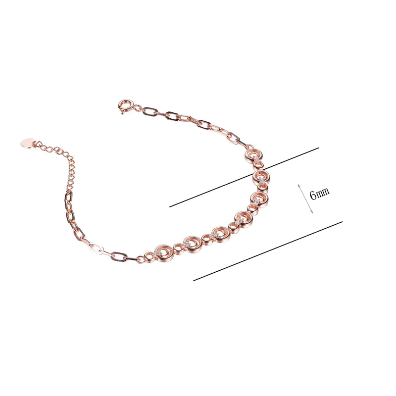Wholesale Silver Cubic Zircon Circle Chain Bracelet
