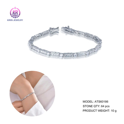 Wholesale Silver Cubic Zircon Created Diamond Unique Tennis Bracelet for Women