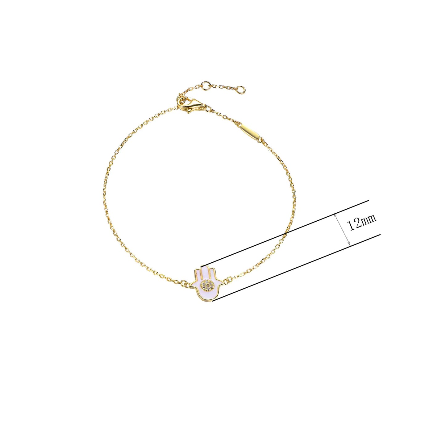 Wholesale Silver Cubic Zircon & Enamel Hamsa Hand Bracelet