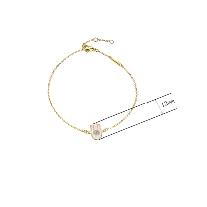 Wholesale Silver Cubic Zircon & Enamel Hamsa Hand Bracelet