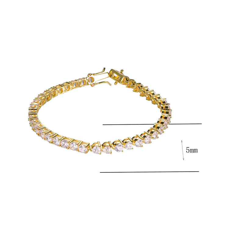 Wholesale Silver Cubic Zircon Heart Shaped Tennis Bracelet