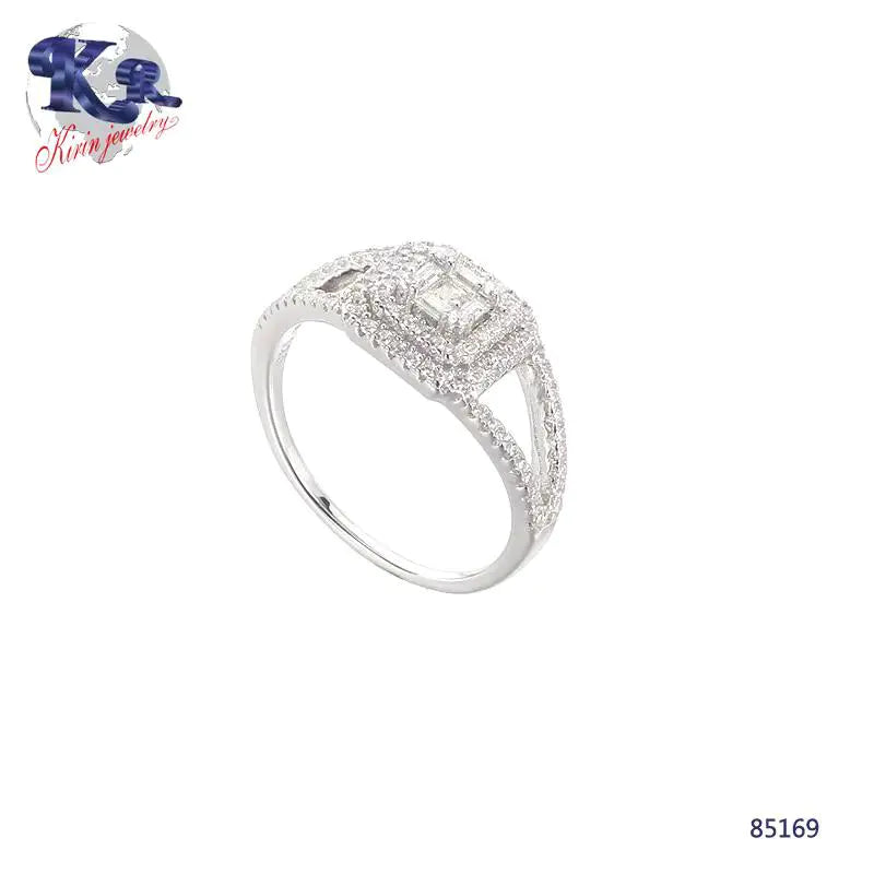 Wholesale Silver Cubic Zircon Lab Create Diamond Halo Split Shank Ring