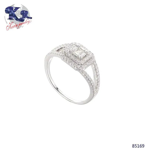 Wholesale Silver Cubic Zircon Lab Create Diamond Halo Split Shank Ring