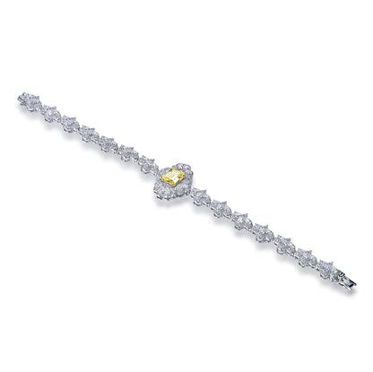 Wholesale Silver Cubic Zircon Lab Created Citrine and Diamond Tennis Bracelet