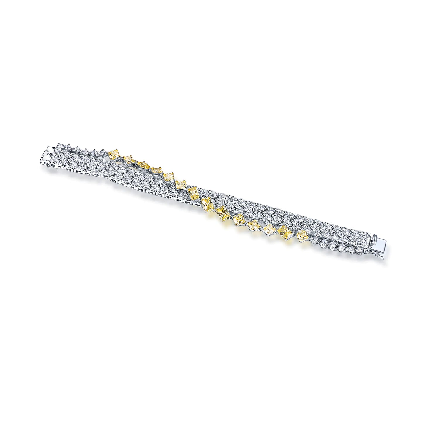 Wholesale Silver Cubic Zircon Lab Created Citrine and Diamond Tennis Bracelet