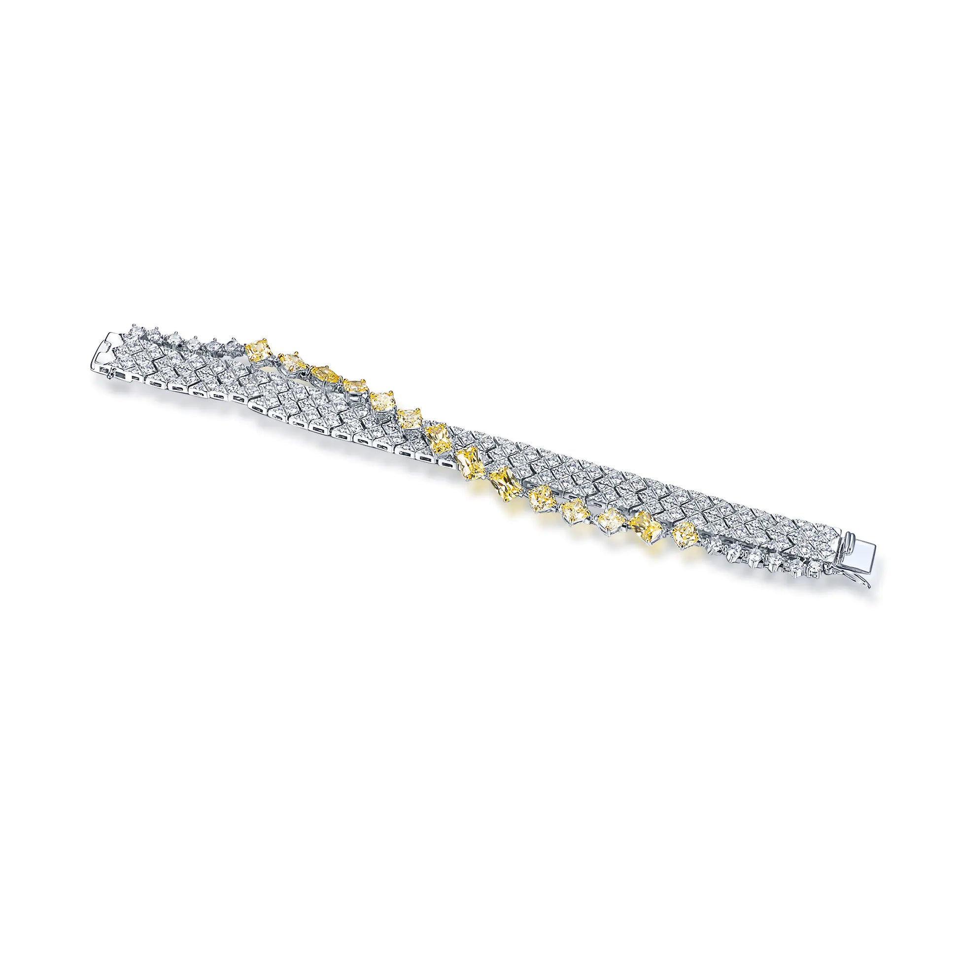 Wholesale Silver Cubic Zircon Lab Created Citrine and Diamond Tennis Bracelet