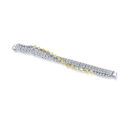 Wholesale Silver Cubic Zircon Lab Created Citrine and Diamond Tennis Bracelet