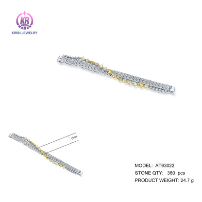 Wholesale Silver Cubic Zircon Lab Created Citrine and Diamond Tennis Bracelet for Women
