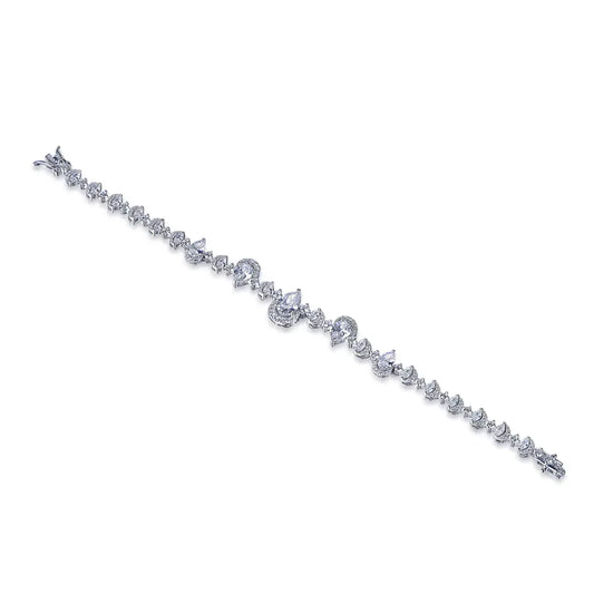 Wholesale Silver Cubic Zircon Lab Created Diamond Moon Charm Bracelet​