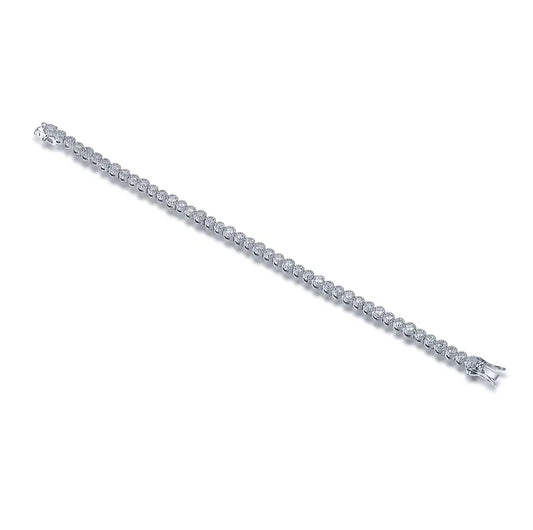 Wholesale Silver Cubic Zircon Lab Created Diamond Round Bezel Tennis Bracelet