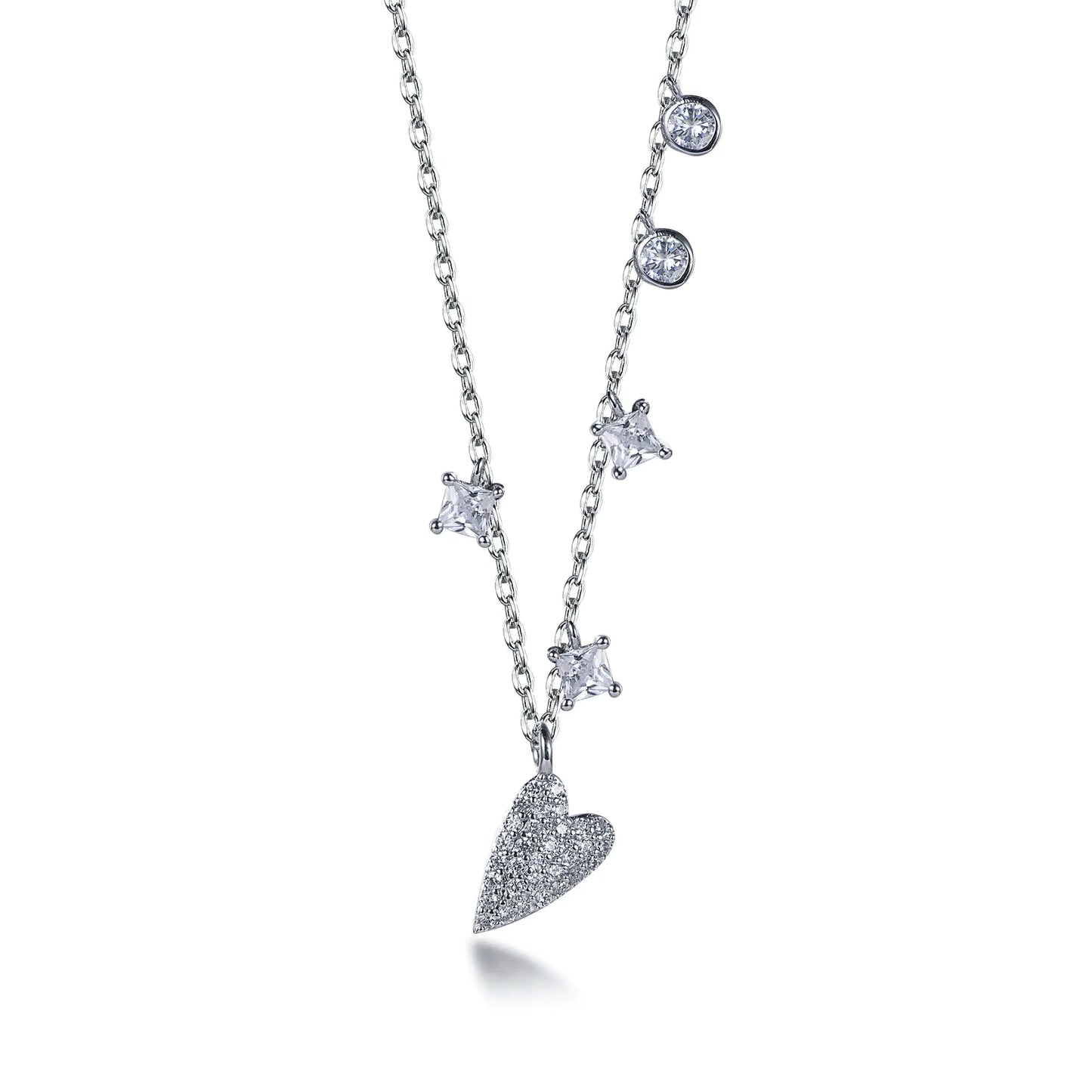 Wholesale Silver Cubic Zircon Lab Created Diamond Satement Heart Shaped Pendant