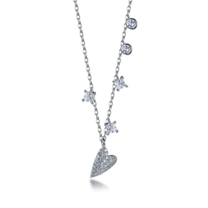 Wholesale Silver Cubic Zircon Lab Created Diamond Satement Heart Shaped Pendant