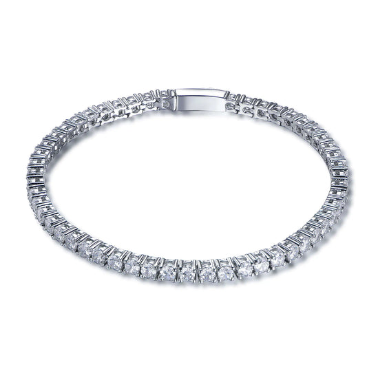 Wholesale Silver Cubic Zircon Lab Created Round Diamond Tennis Bracelet
