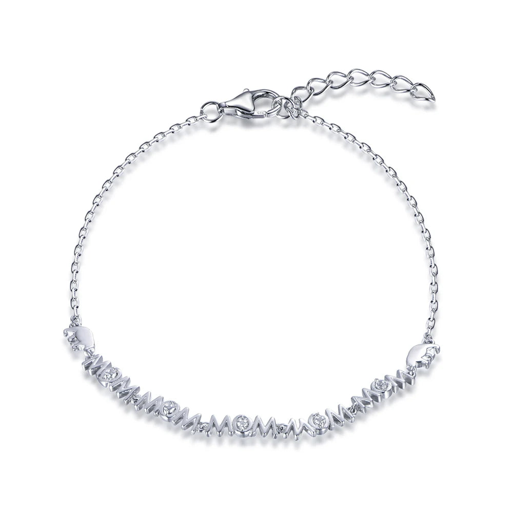 Wholesale Silver Cubic Zircon Lobster Lock Clasp Adjustable Mom Bracelet