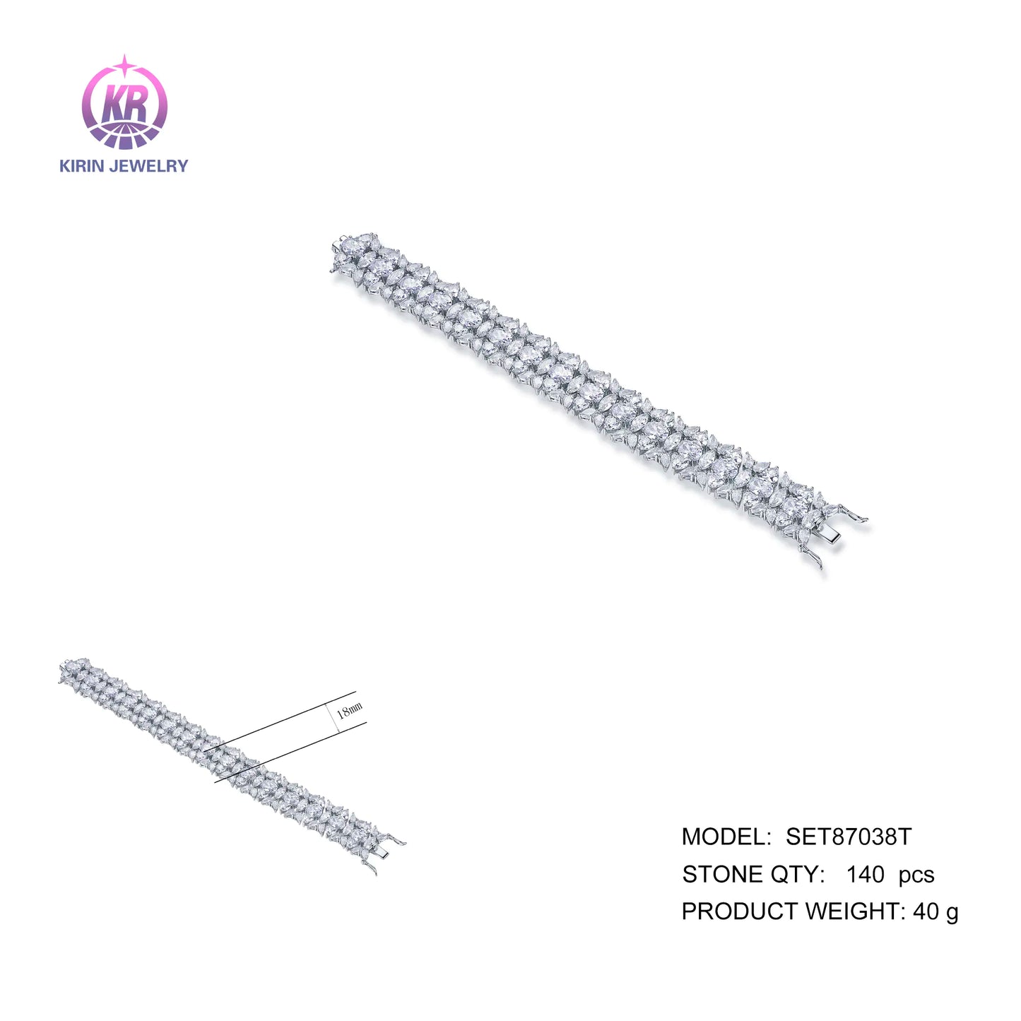 Wholesale Silver Cubic Zircon Mixed Cut Lab Created Thin Diamond Tennis Bracelet for Women