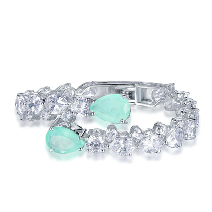 Wholesale Silver Cubic Zircon Pear Cut 2 Gemstone Personalized Bangle