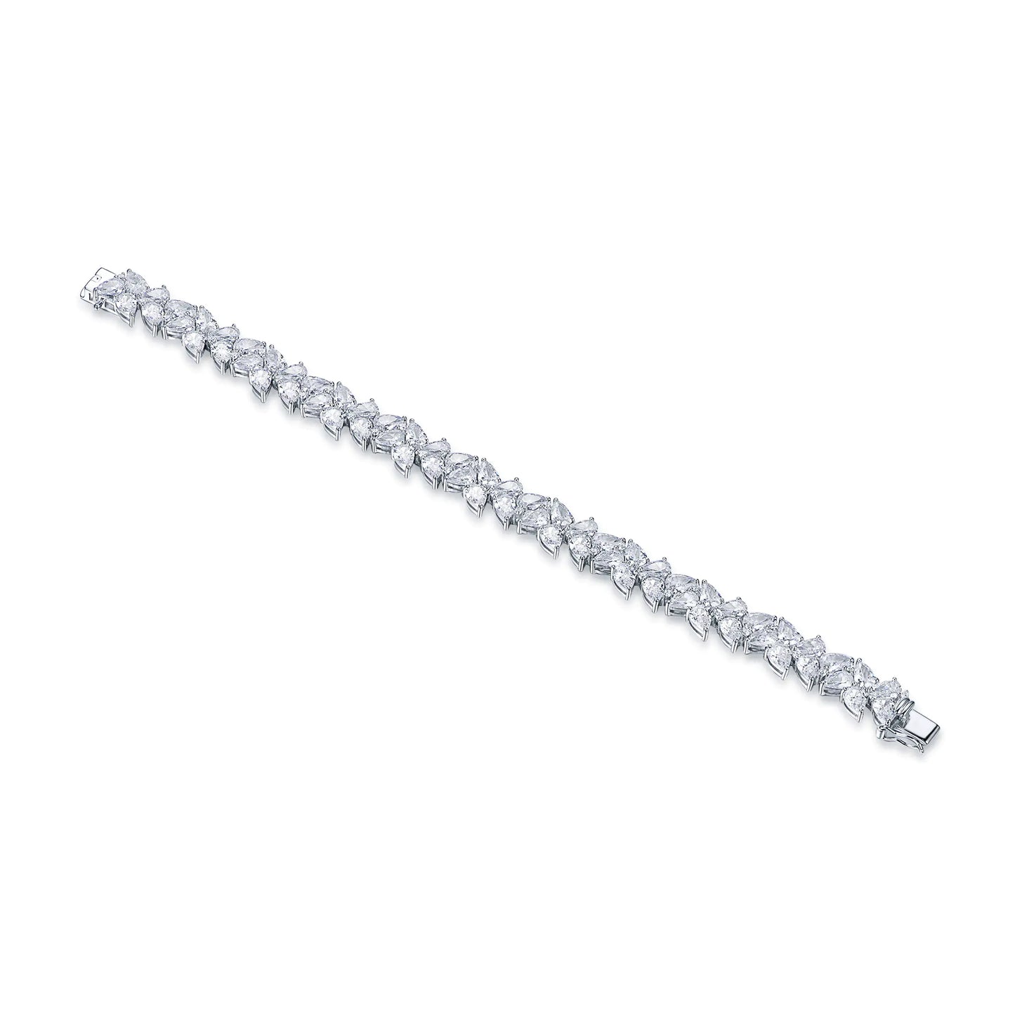 Wholesale Silver Cubic Zircon Pear Cut Lab Diamonds Tennis Bracelet