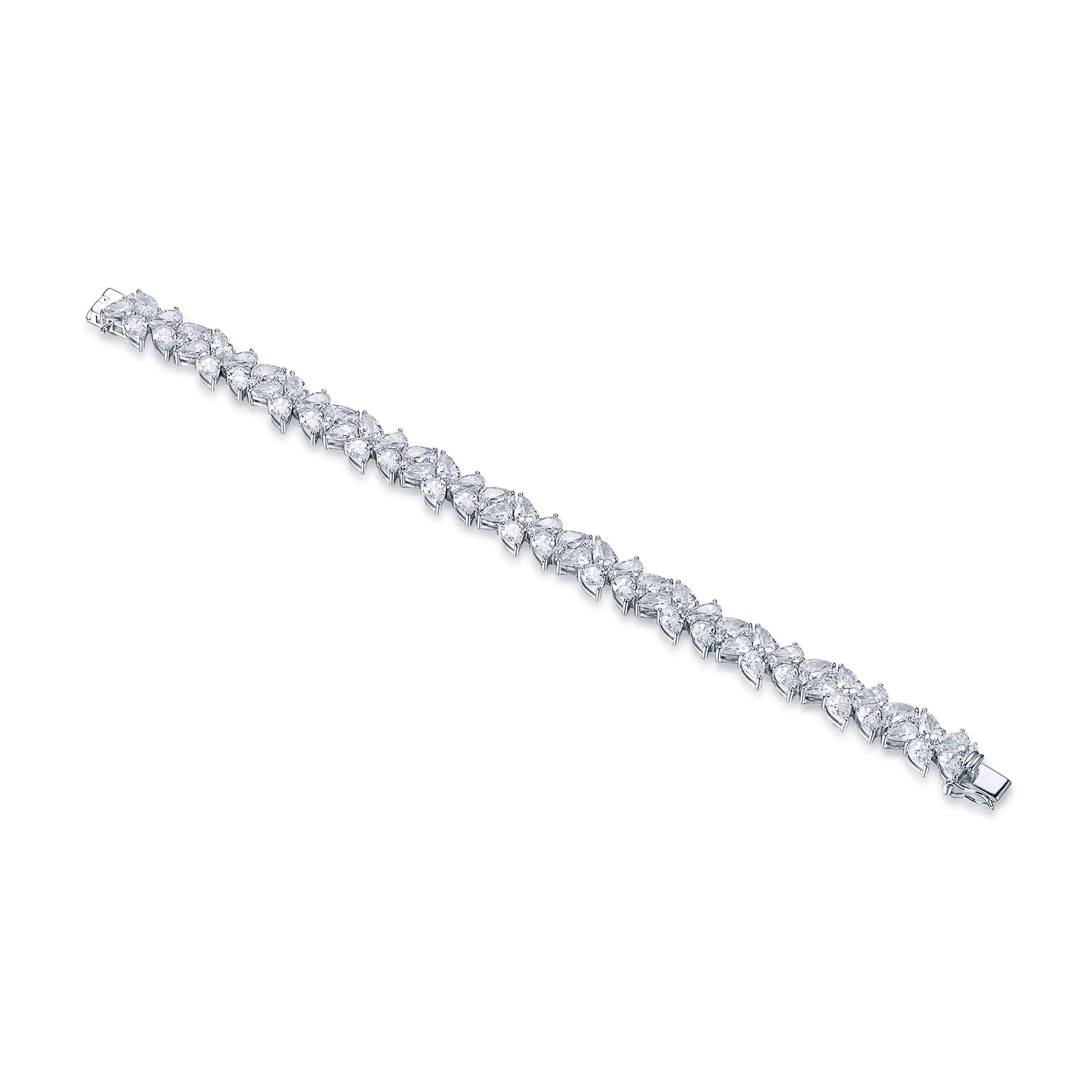 Wholesale Silver Cubic Zircon Pear Cut Lab Diamonds Tennis Bracelet