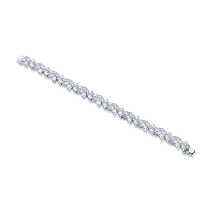 Wholesale Silver Cubic Zircon Pear Cut Lab Diamonds Tennis Bracelet