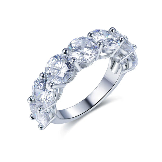 Wholesale Silver Cubic Zircon Round Cut Lab Created Diamond 7 Stone Ring