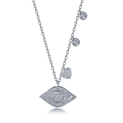 Wholesale Silver Cubic Zircon Round Cut Lab Created Diamond Evil Eye Pendant
