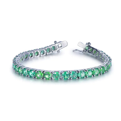 Wholesale Silver Cubic Zircon Round Cut Lab Created Emerald Tennis Bracelet​