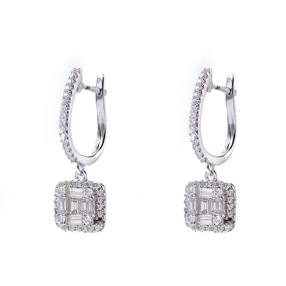 Wholesale Silver Cubic Zircon Simple Earrings Lab Created Diamond Jewelry Sets​