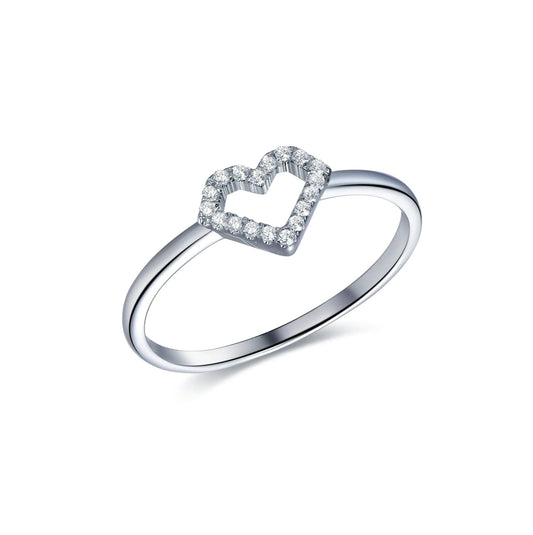 Wholesale Silver Cubic Zircon Simple Statement Sparkle Love Heart Band Ring