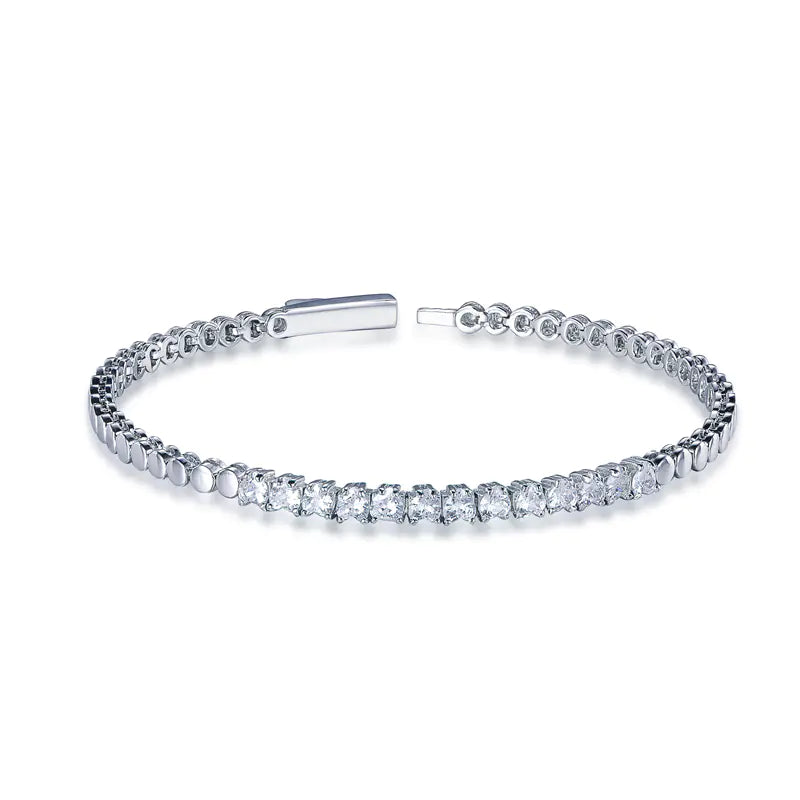 Wholesale Silver Cubic Zircon Simulated Diamond Heart Shaped Tennis Bracelet
