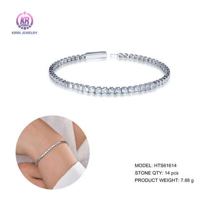 Wholesale Silver Cubic Zircon Simulated Diamond Heart Shaped Tennis Bracelet for Women