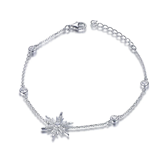 Wholesale Silver Cubic Zircon Simulated Diamond Simple Starburst Bracelet​