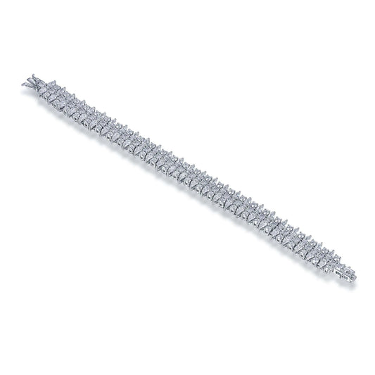 Wholesale Silver Cubic Zircon Simulated Diamonds Mixed Cut Tennis Bracelet​