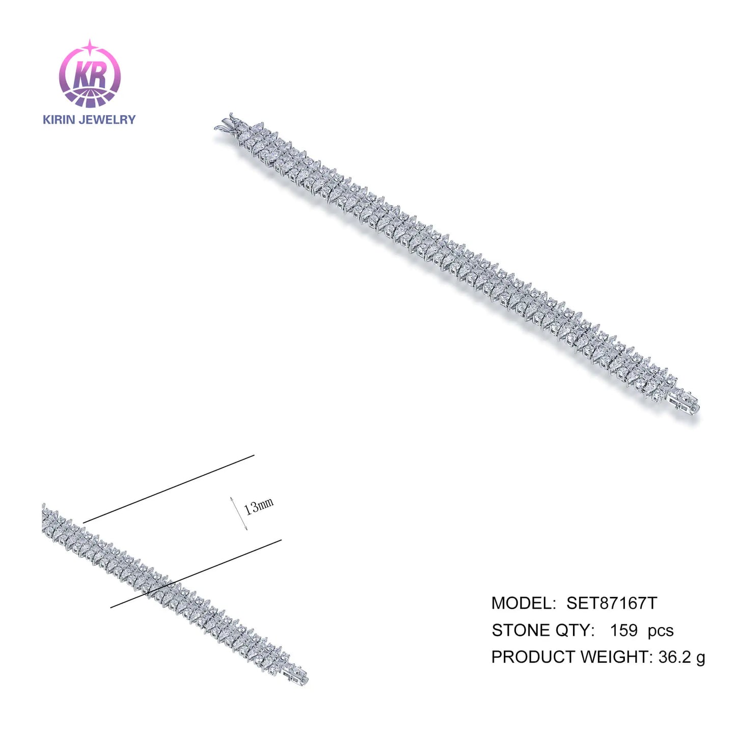 Wholesale Silver Cubic Zircon Simulated Diamonds Mixed Cut Tennis Bracelet​ for Women