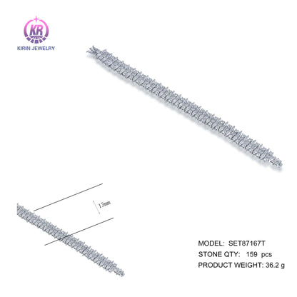 Wholesale Silver Cubic Zircon Simulated Diamonds Mixed Cut Tennis Bracelet​ for Women