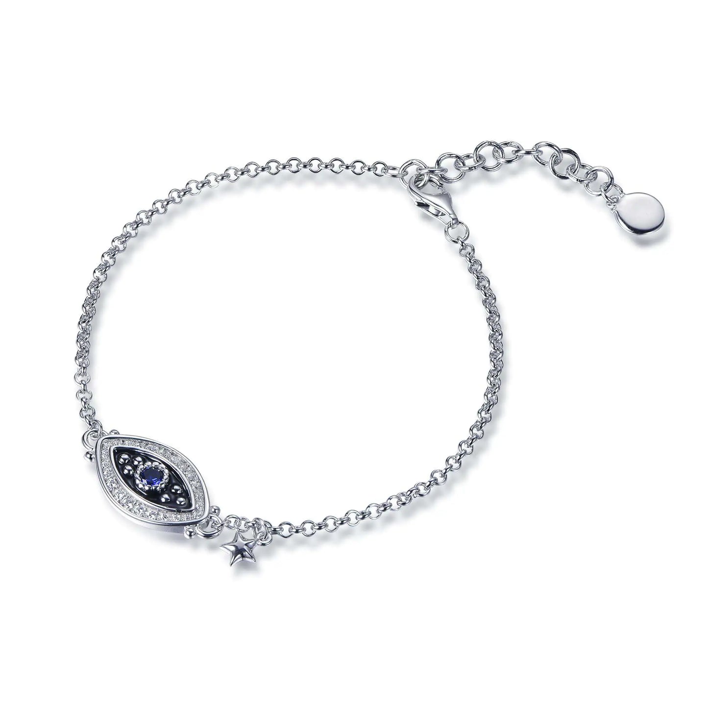 Wholesale Silver Cubic Zircon & Spinel Blue Evil Eye Bracelet​