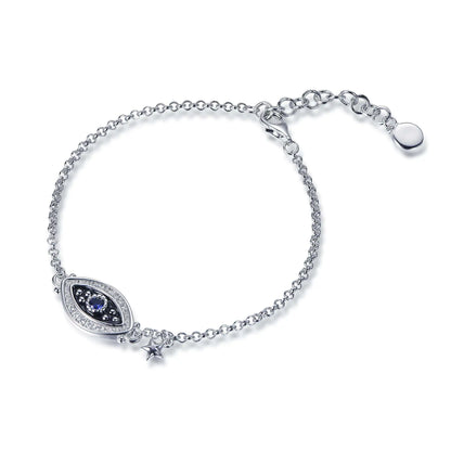 Wholesale Silver Cubic Zircon & Spinel Blue Evil Eye Bracelet​