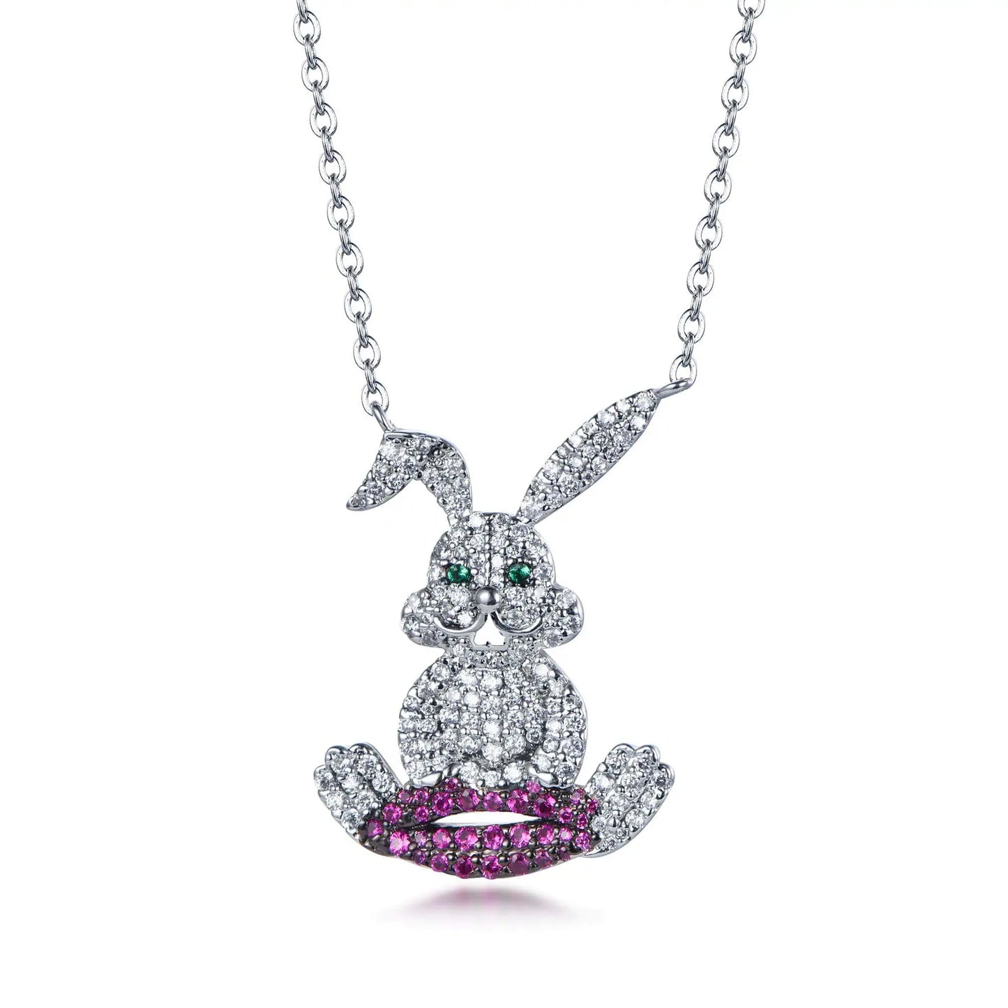 Wholesale Silver Cubic Zircon & Spinel & Corundum Animal Rabbit Design Pendant