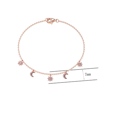Wholesale Silver Cubic Zircon Sun and Moon Charm Bracelet​