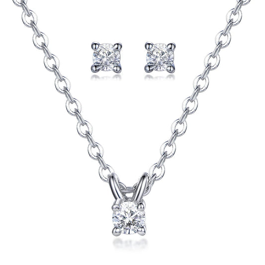 Wholesale Silver Cubic Zirconia Solitaire Simulated Diamond Bridal Jewelry Sets