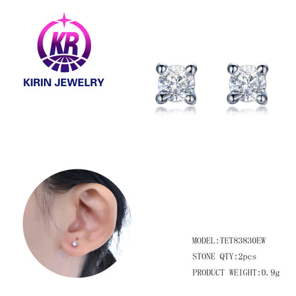 Wholesale Silver Cubic Zirconia Solitaire Simulated Diamond Earring Bridal Jewelry Sets