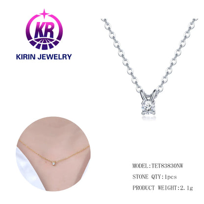 Wholesale Silver Cubic Zirconia Solitaire Simulated Diamond Pendant Bridal Jewelry Sets